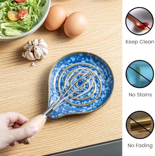 LAUCHUH Spoon Holder for Stove Top, Ceramic Spoon Rest for Kitchen Counter