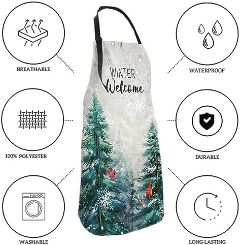 Giwawa Apron Unisex Resistant 33 x 28 inches with 2 Pockets Cooking Kitchen Aprons Suitable for BBQ Grill Drawing Haircut