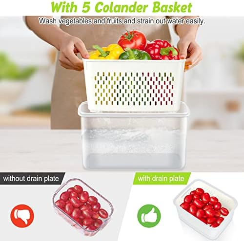 10 PS Fridge Food Plastic Storage Container with Colander