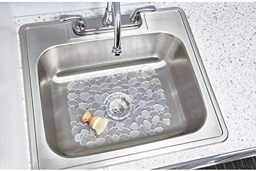 iDesign Pebblz Large Plastic Sink Grid, Non-Skid Dish Protector Mat for Kitchen, Bathroom, Basement, Garage, 11.75" x 15.75" - Clear (Pack of 2)