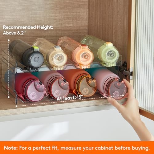 Lifewit Stackable Water Bottle Organizer for Cabinet, Clear Tumbler Holder