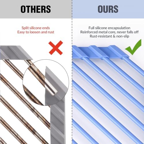 Tomorotec Triangle Roll Up Dish Drying Rack with Silicone Coating, Blue