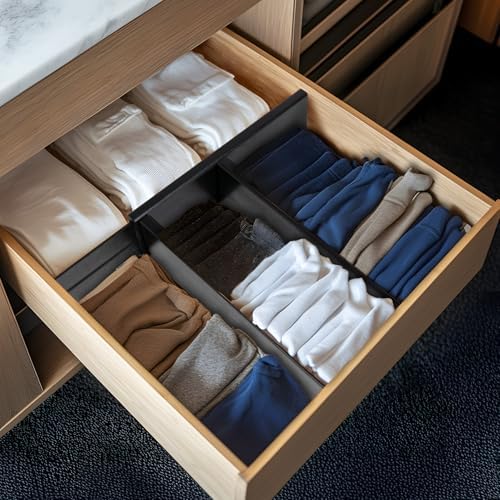 Utoplike Dresser Drawer Dividers, 4" High Black Drawer Organizers Clothes