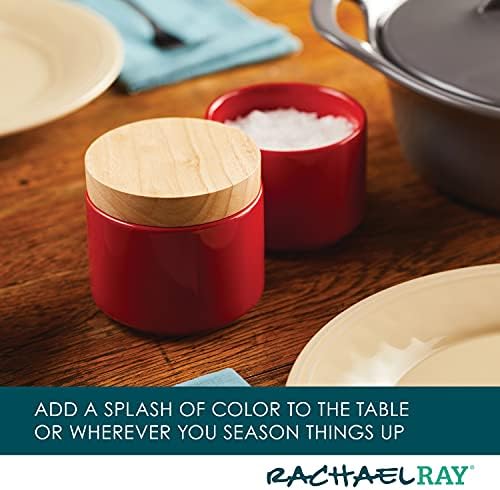 Rachael Ray Ceramics Stacking Spice/Seasoning Box Set with Lid, 2 Piece, Red