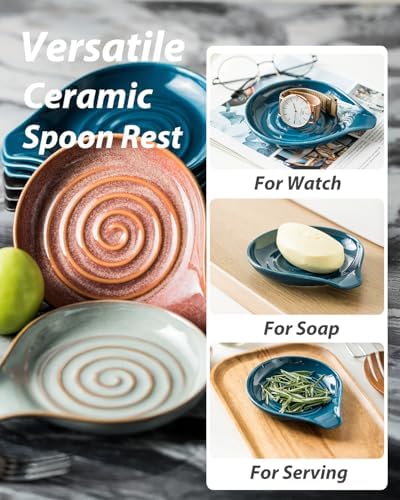 LAUCHUH Spoon Rest, Ceramic Spoon Holder for Stove Top, Spatula Holder