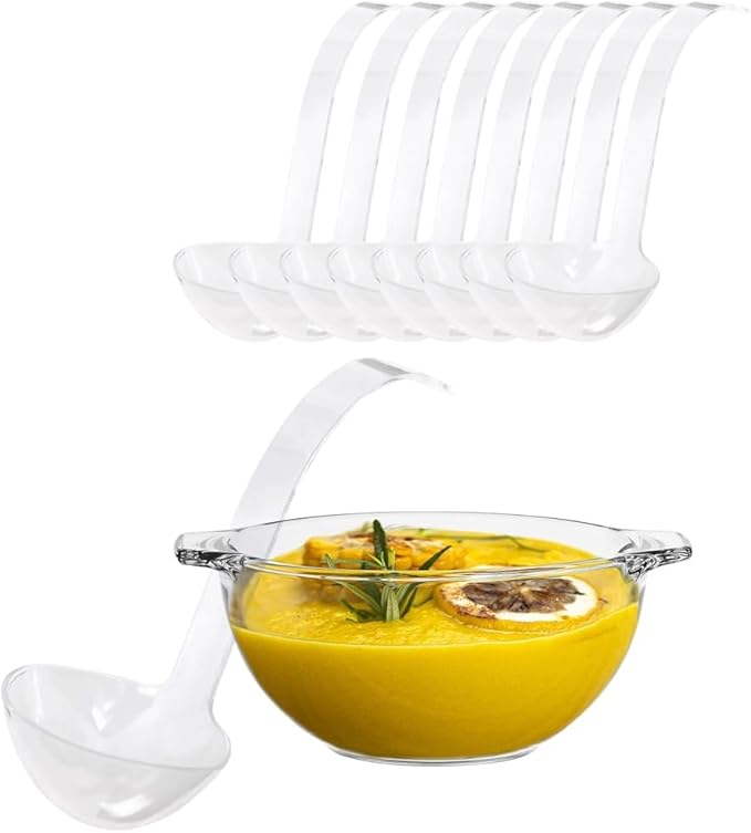 PARTY BARGAINS Clear Disposable Plastic Ladles 8 Pack Heavy Duty Soup Serving by PARTYBARGAINS