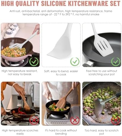 White Kitchen Utensils Set-12 Pieces Silicone Cooking Utensils Set