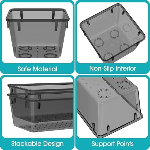 7 PCS Plastic Drawer Organizers Set, 4 Size Desk Drawer Organizer Trays