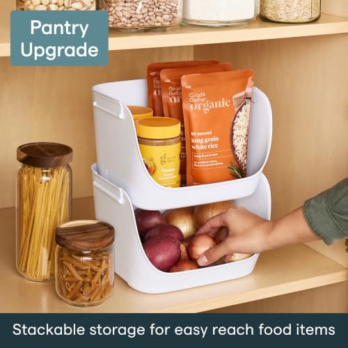 YouCopia ShelfBin Stacking Pantry Bins, 2-Pack, Stackable Storage Basket Organizers for Kitchen and Cabinet Organization