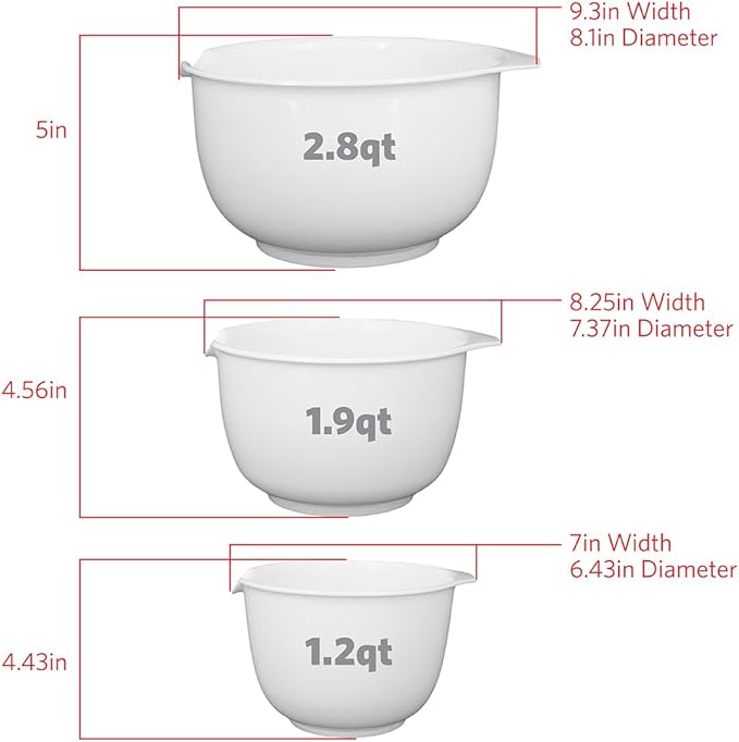 Glad Mixing Bowls with Pour Spout, BPA Free, Dishwasher Safe Plastic | Kitchen - Image 3
