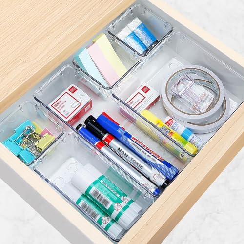 13 PCS Drawer Organizer Set, 5 Size Bathroom and kitchen organizer Trays