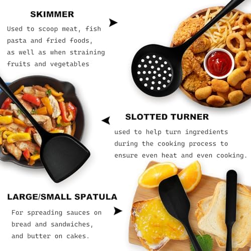 Silicone Kitchen Utensils Set - 428°F Heat Resistant Cooking Utensil Sets，Spatula,Turner,Tongs,Spoon,Whisk,Kitchen Utensil Gadgets Tools Set for Non-Stick Cookware，Dishwasher Safe BPA Free
