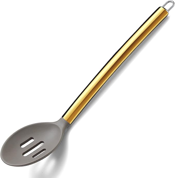 Berglander Non-stick Silicone Slotted Spoon, Titanium Gold Plated Handle by Berglander
