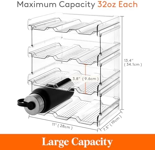 Lifewit Stackable Water Bottle Organizer for Cabinet, Clear Tumbler Holder