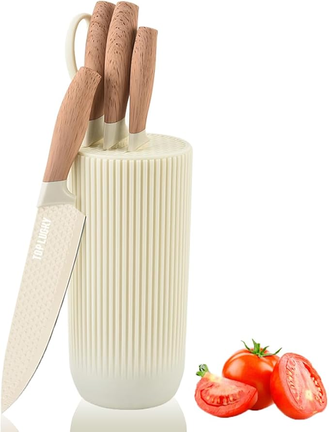 Knife Set, Wiztoynia 6-Piece Beige Kitchen Knife Set by Wiztoynia