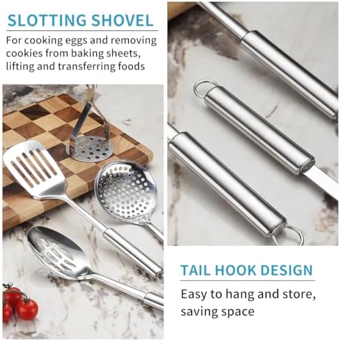 Kitchen Utensils Set, 39 Pieces Stainless Steel Cooking Utensils Set, Spoon Spatula Set with Sturdy Stainless Steel Utensil Holder, Dishwasher Safe