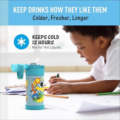 THERMOS FUNTAINER Water Bottle with Straw, 12oz, Mickey Mouse