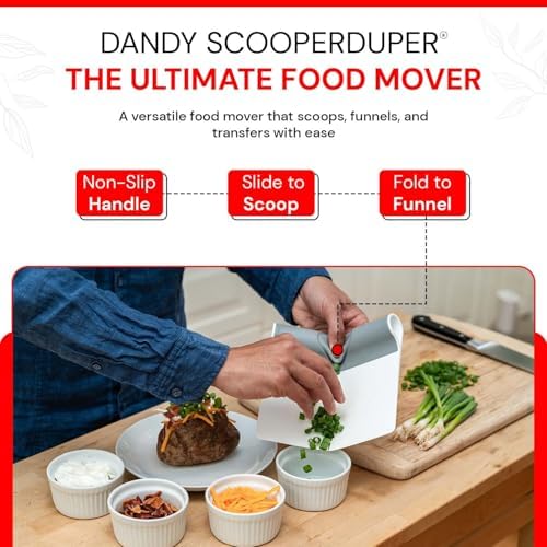DANDY ScooperDuper - Multi-Purpose Folding Food Mover, Bench Scraper, Dough Scraper, Food Scraper Tool, User-Friendly Kitchen Gadget for Cutting Board and Chef’s Knife