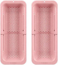 Blue Ginkgo Over Sink Colander, Extendable Kitchen Strainer, 2-Pack, Pink