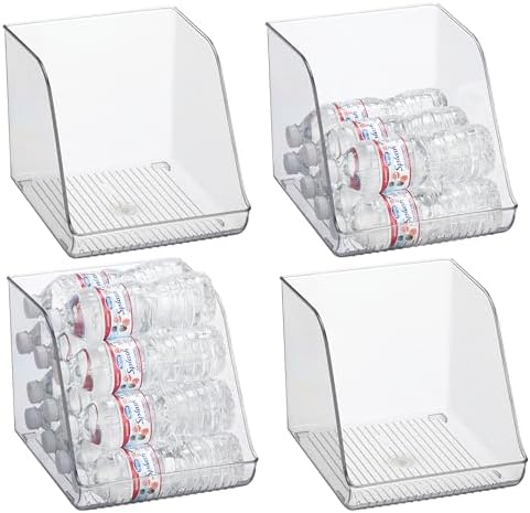 iDesign Plastic Water Bottle Organizer for Fridge, Clear, 4-Pack