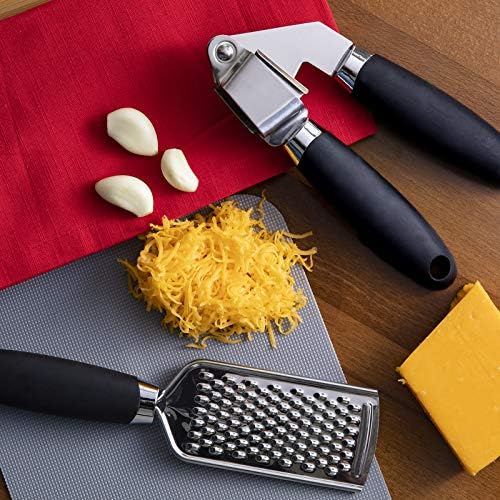 COOK WITH COLOR Kitchen Gadget Set Stainless Steel Utensils with Soft Touch Handles, 7 Pieces, Stainless Steel Black