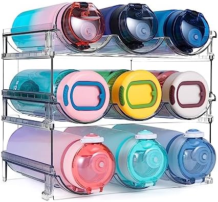 spospo Water Bottle Organizer for Cabinet 3 Pack Water Bottle Holder