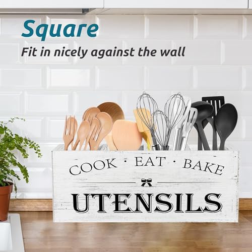 Suli Extra Large Utensil Holder Countertop for Kitchen Counter,White Grain