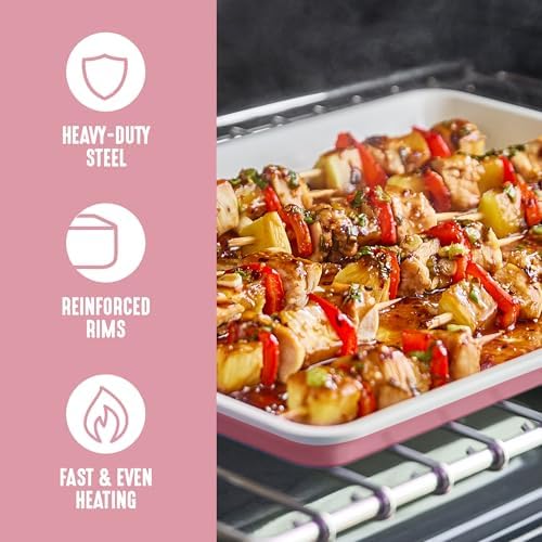 GreenLife 18” x 13” Ceramic Nonstick Half Cookie Sheet, Pink