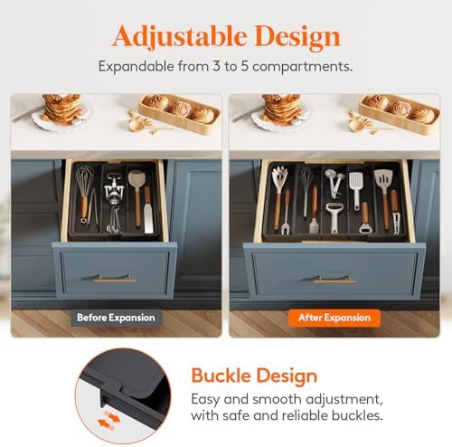 Lifewit Utensil Organizer for Kitchen Drawers, Expandable Utensil Tray