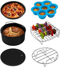 COSORI Air Fryer Accessories, Set of 6 Perfect for Most 5.0 Qt and Larger Ovens, Cake & Pizza Pan, Metal Holder, Rack & Skewers, etc, BPA Free, Nonstick, Dishwasher Safe, 5.8 QT, Black
