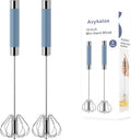 2 Pack Semi Automatic Whisk, Stainless Steel Mini Hand Push Whisks by Unknown