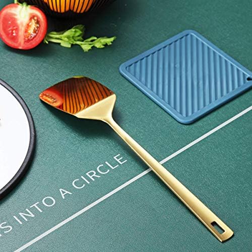 Berglander Gold Spatulas, Solid Turner Titanium Gold Plating, Barbecue Metal Spatulas Turner For Cooking, Kitchen, Dishwasher Safe, Easy to Clean