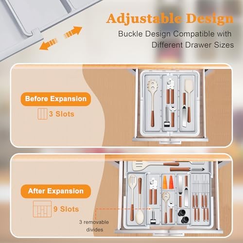 Utensil Organizer for Kitchen Drawer Expandable Silverware Drawer Organizer