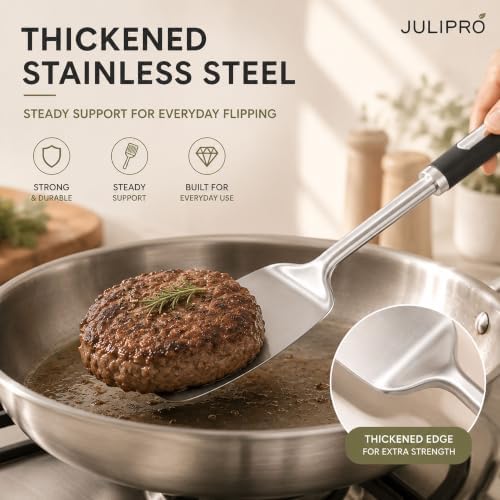 Stainless Steel Spatula Set, 2-Piece Solid & Slotted Metal Turner
