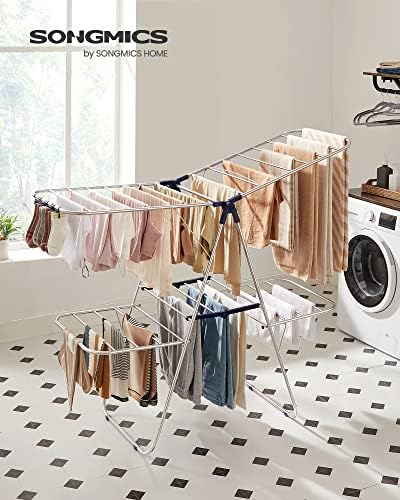 SONGMICS Clothes Drying Rack, Foldable 2-Level Stee Laundry Drying Rack