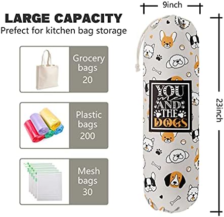 Funny You Me & The Dogs, Grocery Bags Holder Organizer For Shopping Bags, Wall Mount Plastic Bags Storage Container Dispensers, Gift For The Preferred Family And Friends