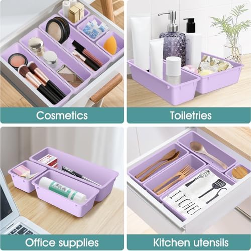 25 PCS Plastic Drawer Organizer Set, Makeup Organizers and Storage Bins