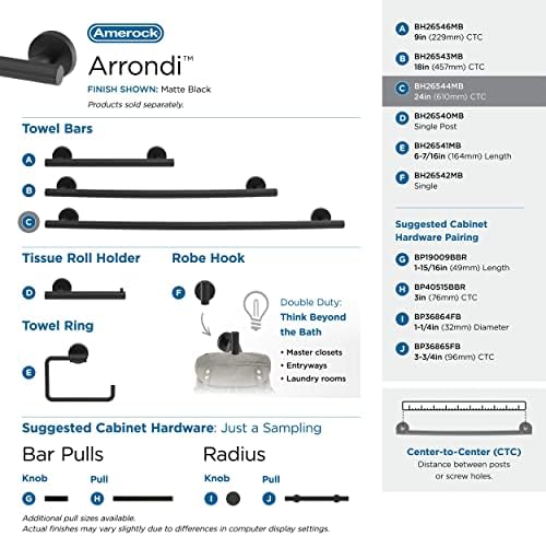 Amerock Arrondi 24" Matte Black Towel Bar