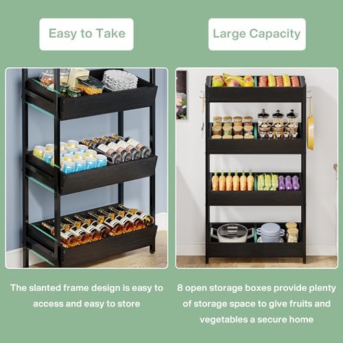 Tribesigns Fruit and Vegetable Basket Stand Rack,4-Tier Produce Shelf Black