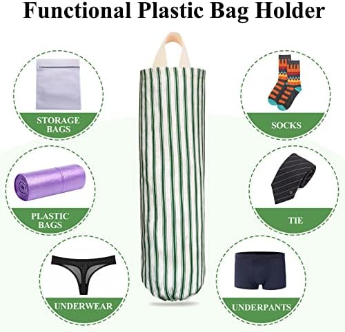 TOGETRUE Plastic Bag Holder, Wall Mount Grocery Bag Holder, Reusable Trash Bag Organizer for Home Kitchen Pantry Decor (Green)
