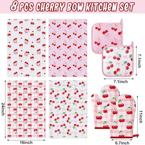 FoldTier 8 Pcs Cherry Kitchen Decoration Set for Cooking Baking
