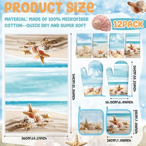 SiliFine 12 Pcs Beach Seashell Kitchen Accessories Set Coastal Style