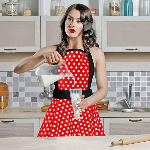 Violet Mist Cute Lovely Retro Aprons for Women Girls Ladies Sexy Vintage Aprons Christmas Apron Polk Dot Vintage 50s Apron kawaii Cooking Kitchen Ruffle Apron for Housewife Waitress Mother's Gift