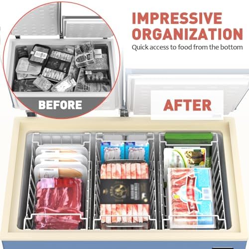 Goovilla Freezer Organizer Bins for 5-7 Cu.FT Chest Freezer, 4 Pack White
