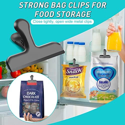 Funfery Chip Clips Bag Clips Black Stainless Steel Clip for Food Packages