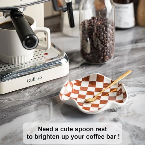 Miamolo Checkered Spoon Rest for Kitchen Counter, Holds Cooking Utensils