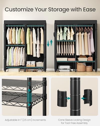 SONGMICS Closet Organizers and Storage, Clothes Rack with Shelves