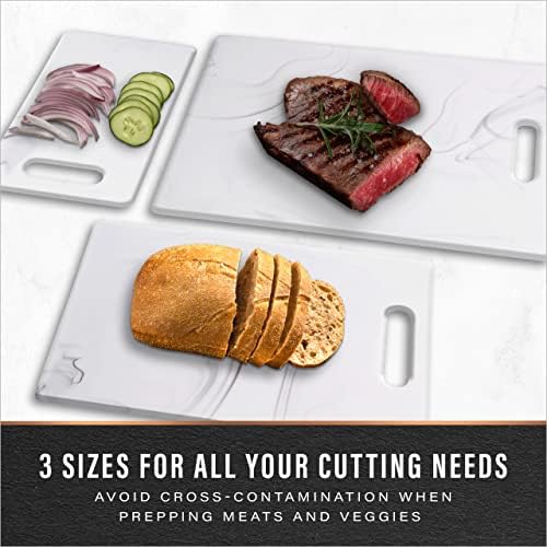 BINO Cutting Board - 3-Piece Chopping Boards | BPA-Free Plastic, Durable, Multipurpose, Dual-Sided, Dishwasher Safe, Easy to Clean | Charcuterie Accessories | Home & Kitchen Utensils