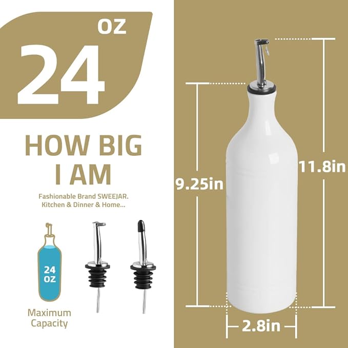 Sweejar Large Ceramic Olive Oil Dispenser Bottle, Opaque Oil Cruet Protects to - Image 2