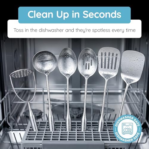 Millvado Big Cooking Spoon Stainless Steel - 15 In. Metal Kitchen Utensil